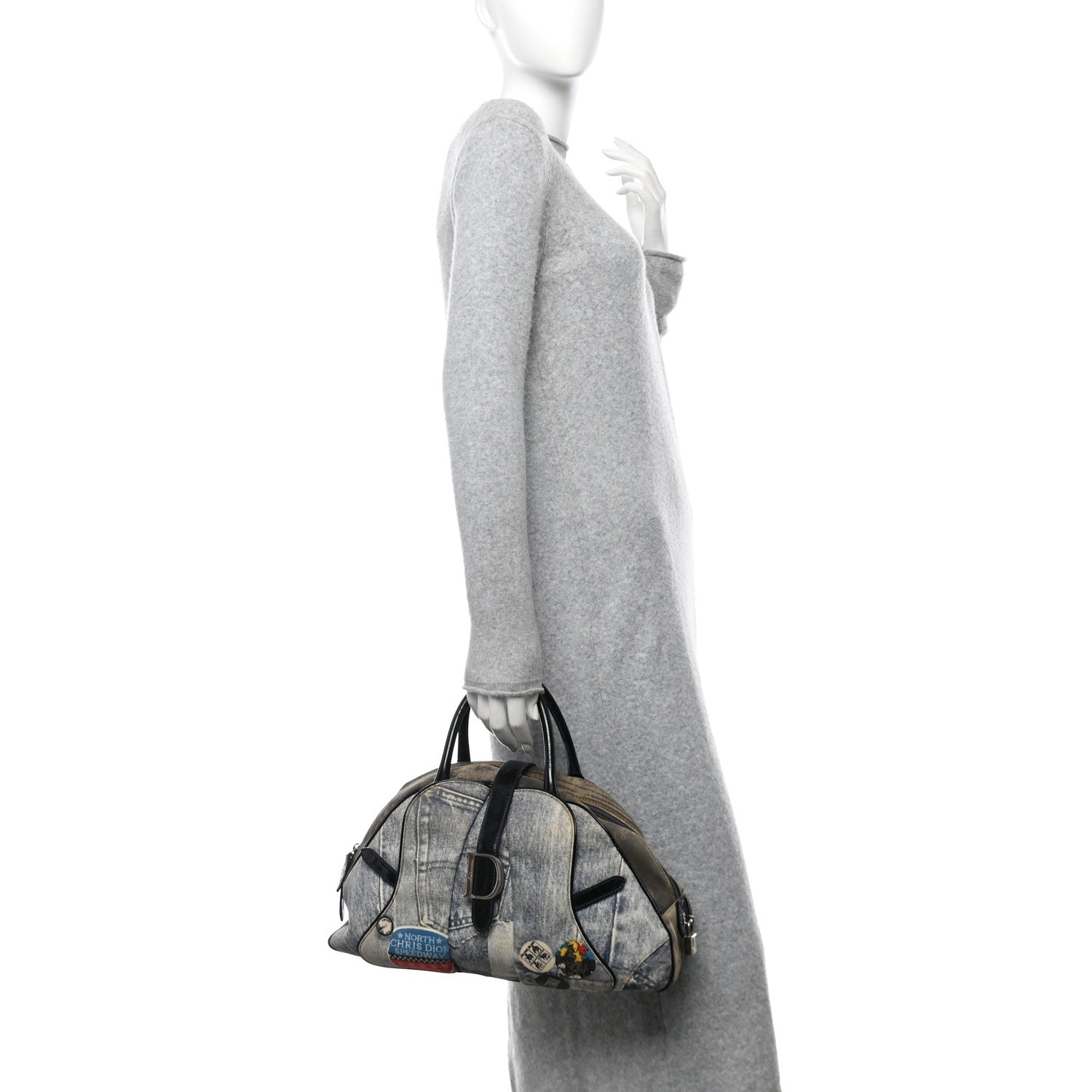 Christian Dior Denim Speedway Saddle Bowler Blue 2 of 14