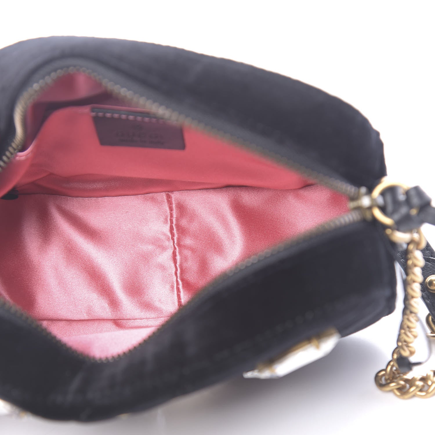 Gucci Velvet Matelasse Marquise Crystals Mini GG Marmont Chain Shoulder Bag Black 5 of 10