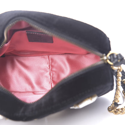 Gucci Velvet Matelasse Marquise Crystals Mini GG Marmont Chain Shoulder Bag Black 5 of 10
