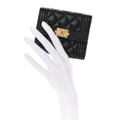 Chanel Caviar Quilted Compact Boy Wallet Black 2 of 8