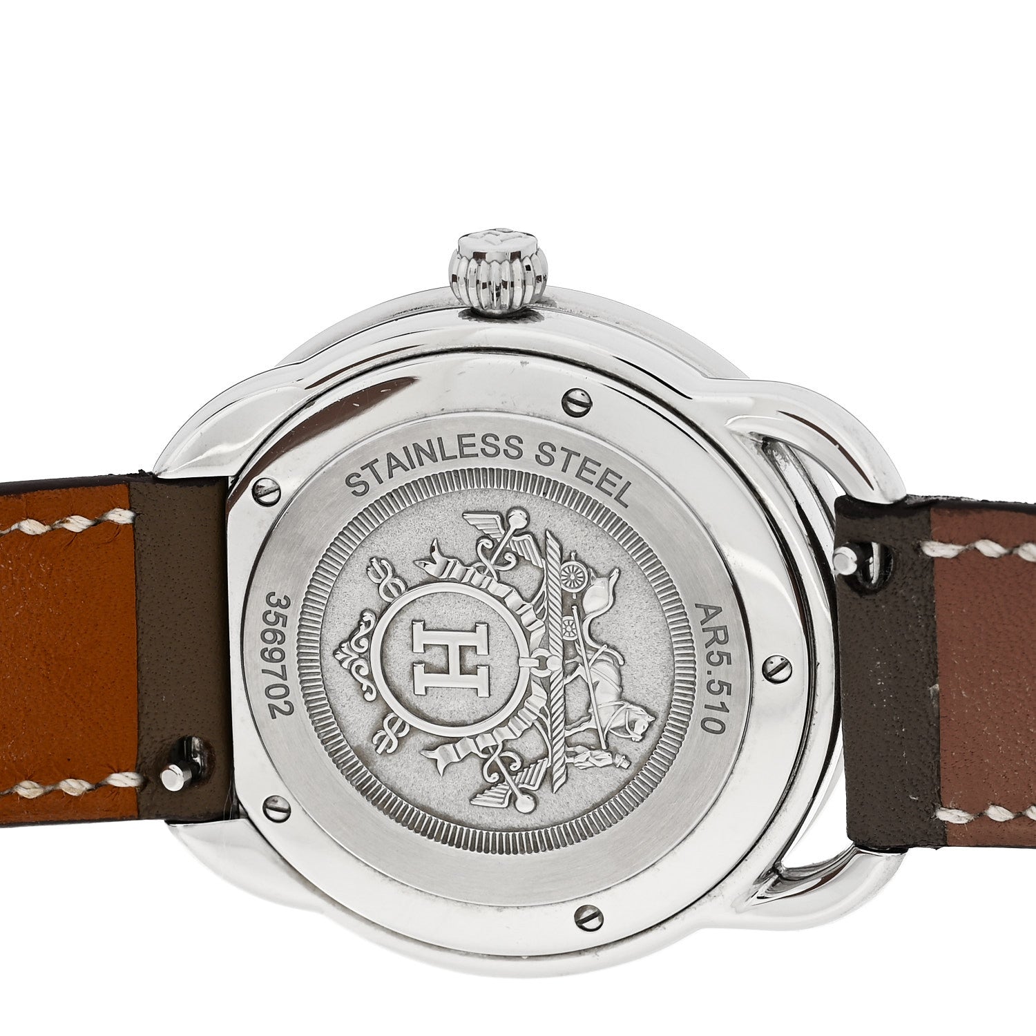 Hermes Stainless Steel Swift 36mm Arceau Quartz Watch Etoupe 4 of 5