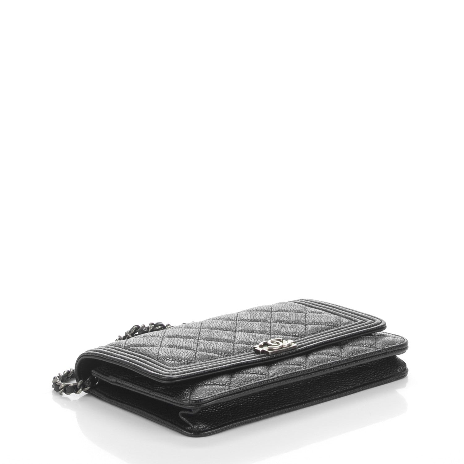 Chanel Caviar Quilted Boy Wallet On Chain WOC Black 4 of 8