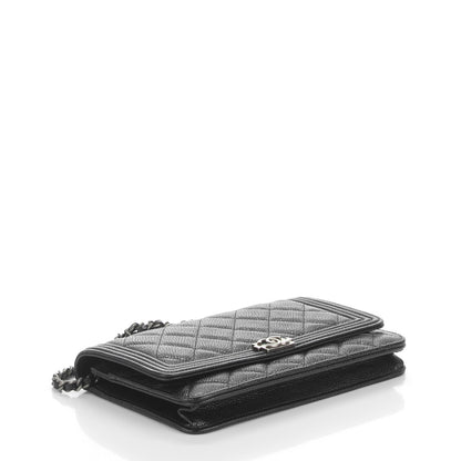 Chanel Caviar Quilted Boy Wallet On Chain WOC Black 4 of 8