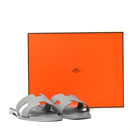 Hermes Epsom Oran Sandals 38 Bleu Glacier 9 of 9
