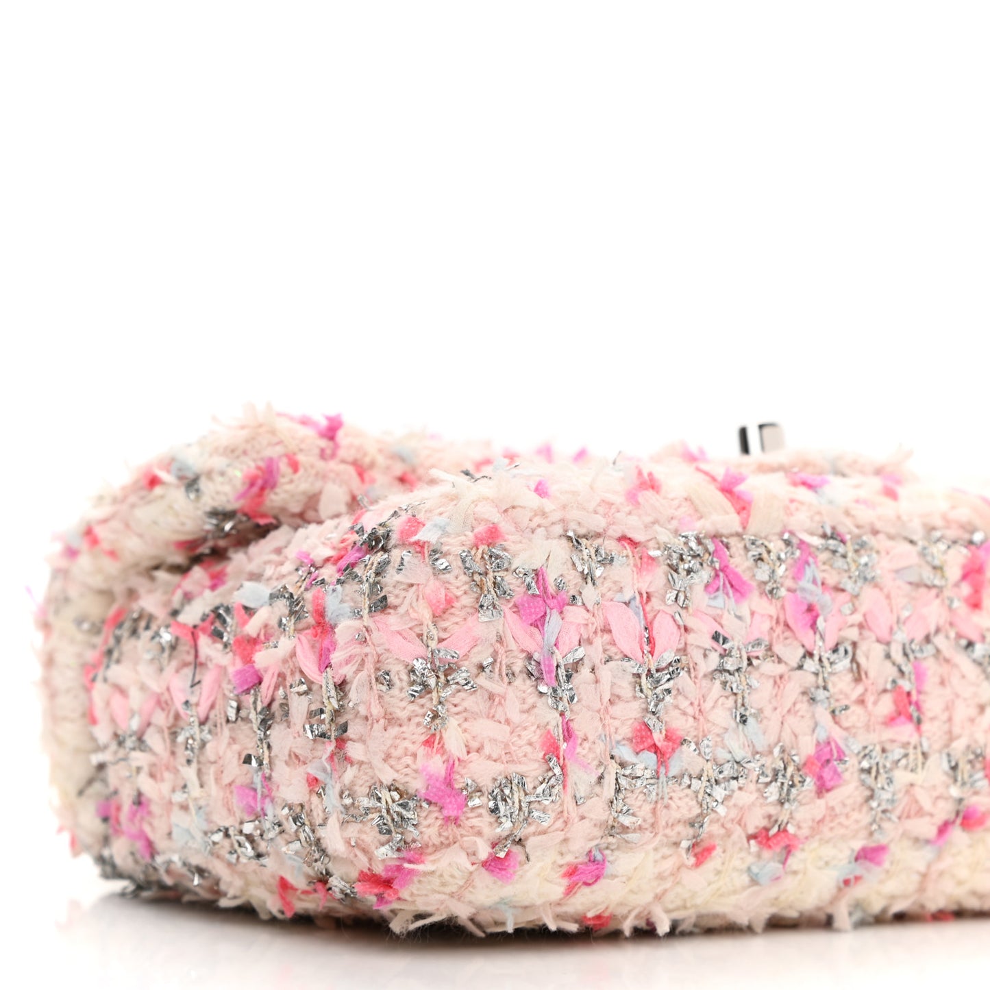 Tweed Quilted Mini Rectangular Flap Light Pink Silver Blue