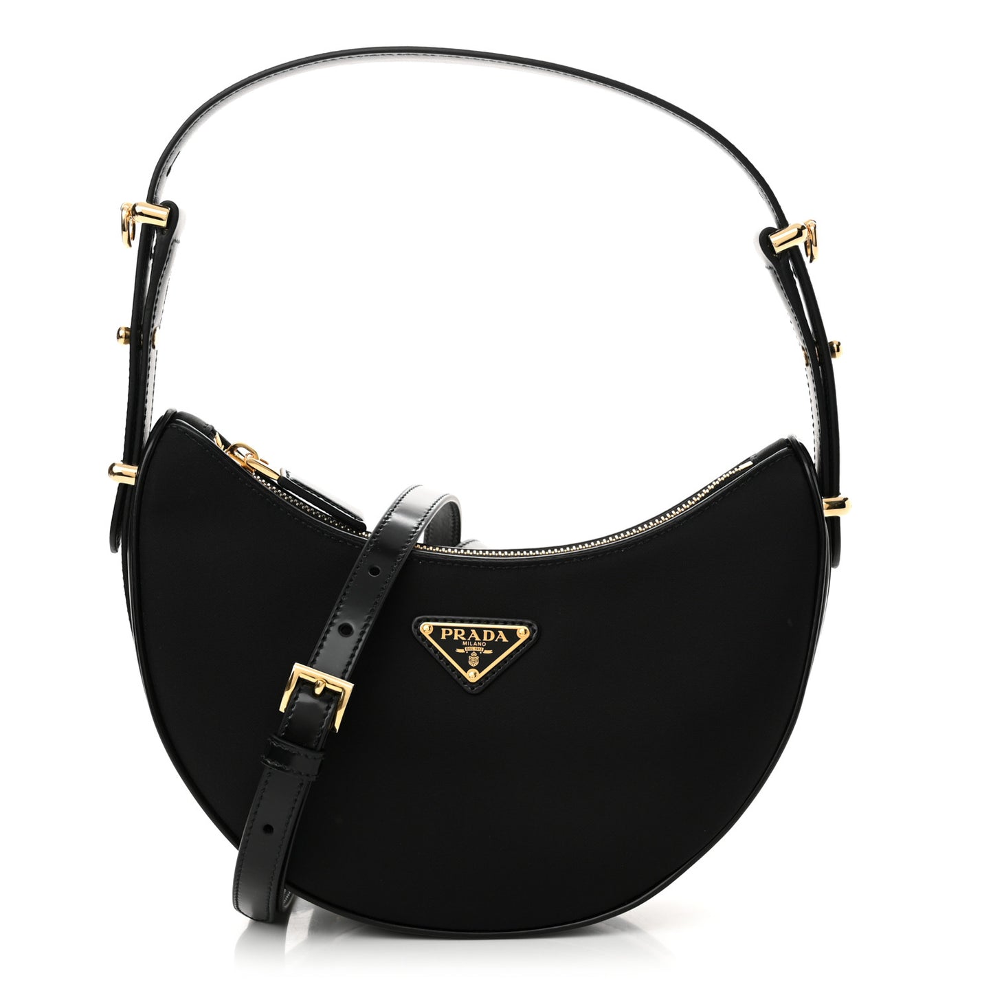 Re-Nylon Spazzolato Small Arque Shoulder Bag Black