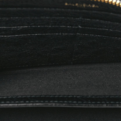 Balenciaga Agneau Classic Gold Hardware Continental Zip Around Wallet Black 5 of 8