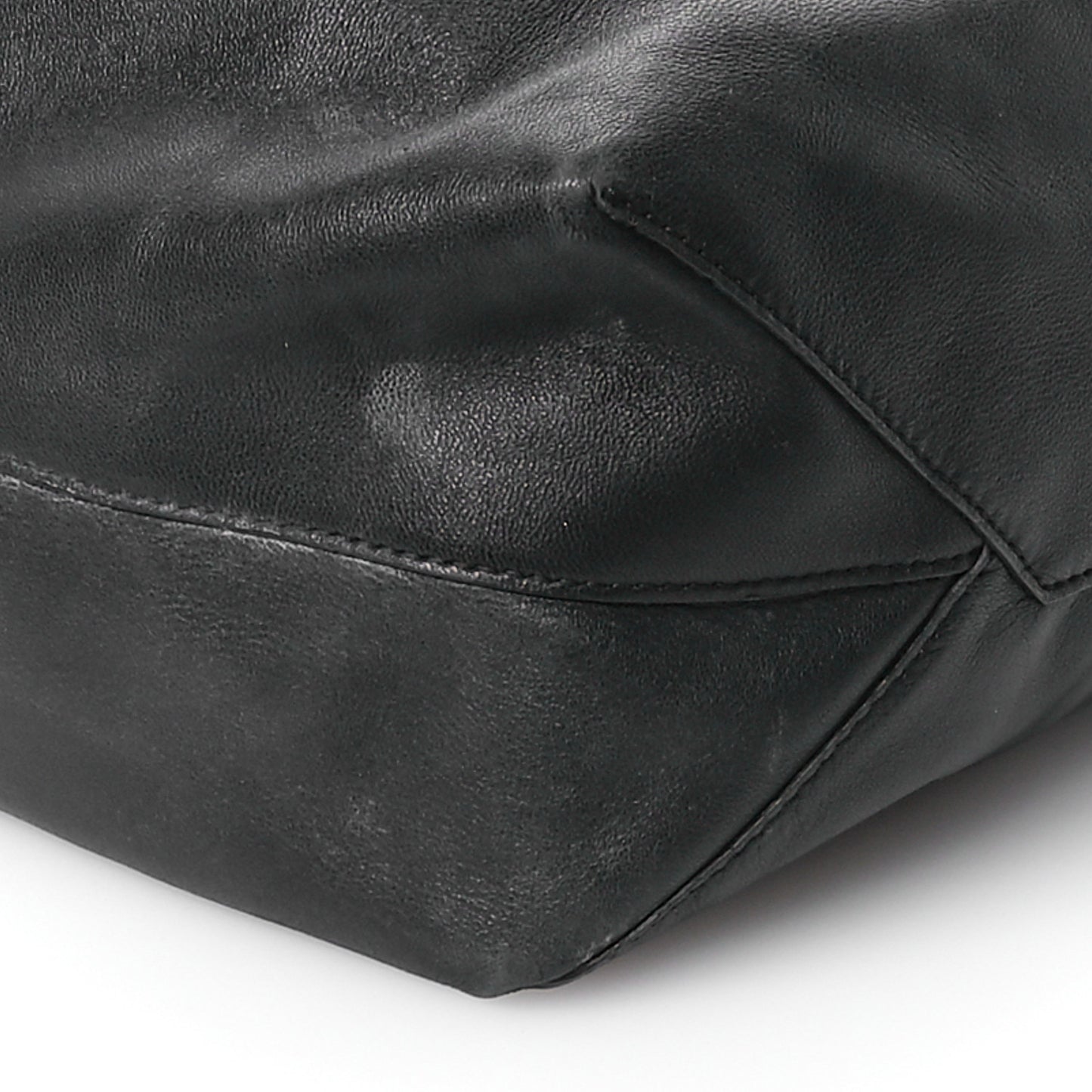 Calfskin Large Drawstring Shoulder Bag Black