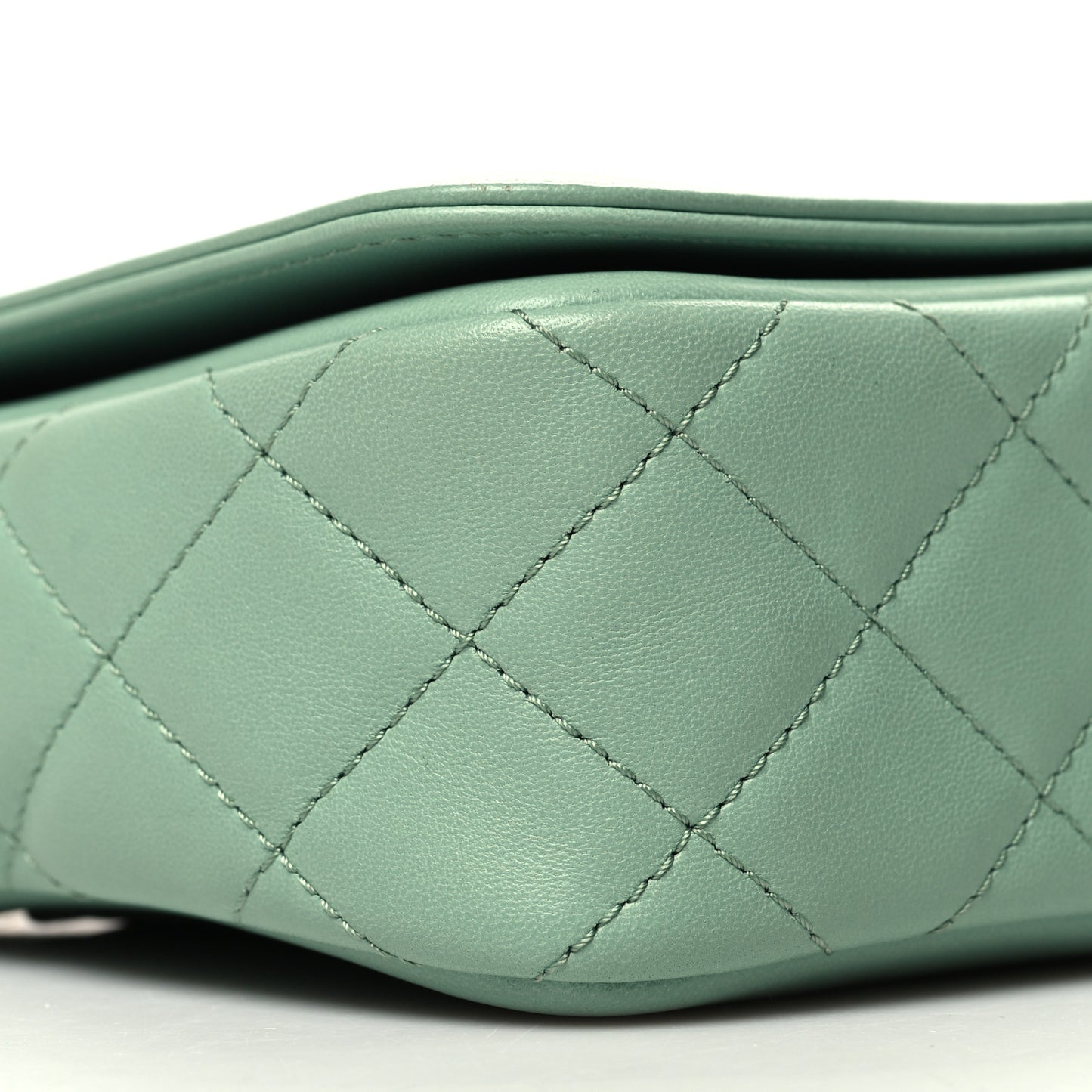 Lambskin Calfskin Quilted Strass Mania Mini Square Flap Light Green