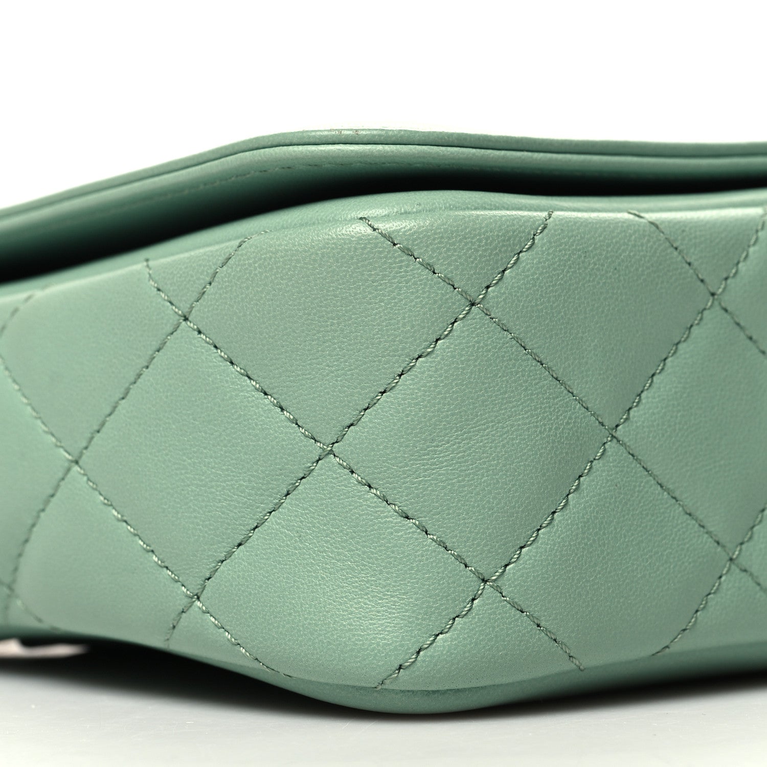 Chanel Lambskin Calfskin Quilted Strass Mania Mini Square Flap Light Green 9 of 11