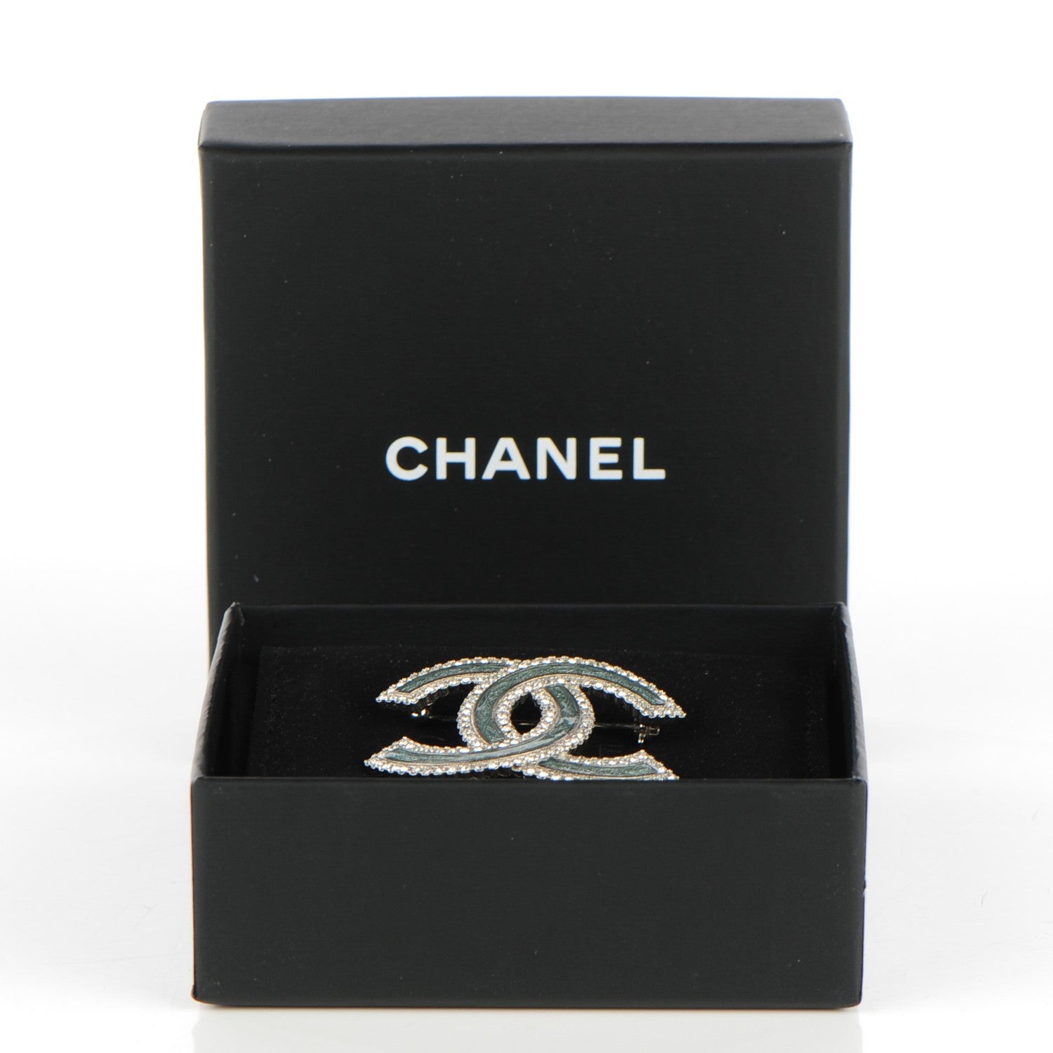Chanel Crystal Glass CC Brooch Silver 5 of 5