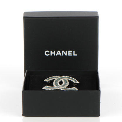 Chanel Crystal Glass CC Brooch Silver 5 of 5