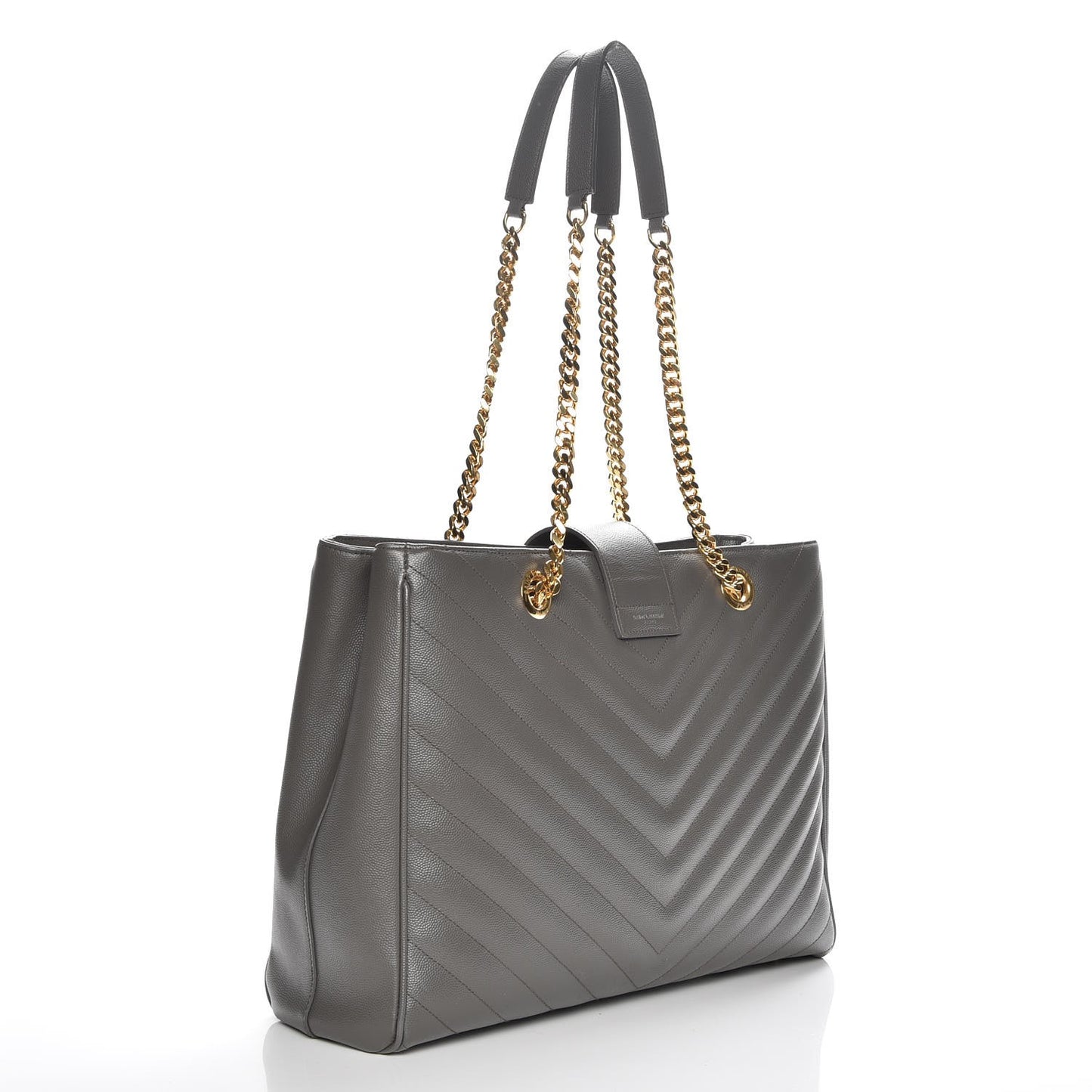 Grain De Poudre Matelasse Chevron Monogram Shopping Bag Fog