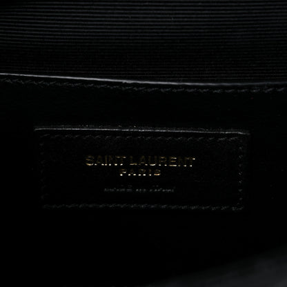 Saint Laurent Grain De Poudre Textured Mixed Matelasse Triquilt Small Monogram Satchel Black 7 of 10