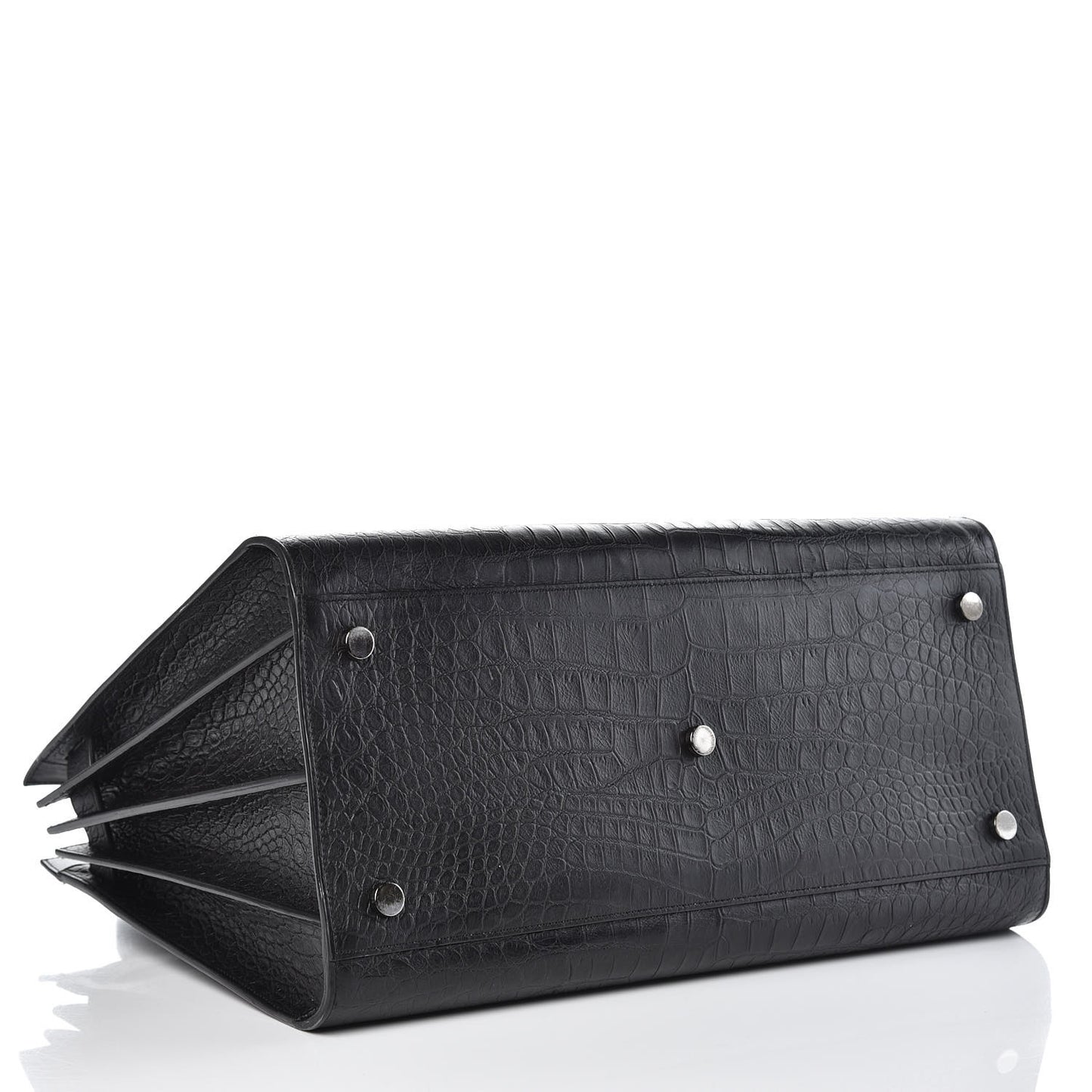 Calfskin Crocodile Embossed Large Sac De Jour Carryall Black