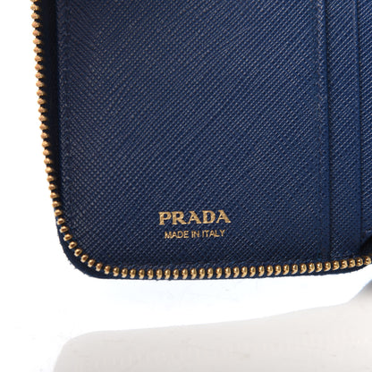 Prada Saffiano Metal Zip Around Wallet Bluette 6 of 9