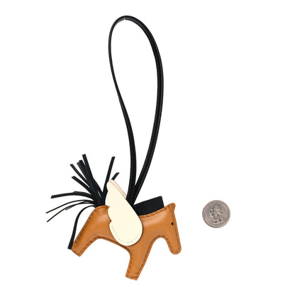 Hermes Milo Lambskin Grigri Rodeo Pegase Horse Bag Charm PM Sesame Black Nata 2 of 4