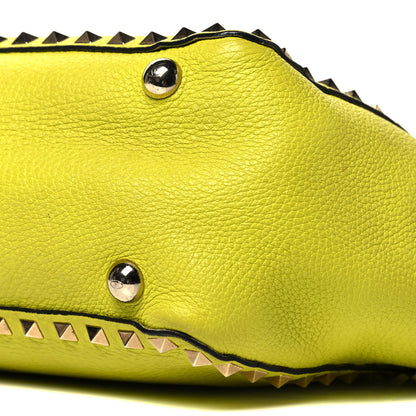 Valentino Garavani Grained Calfskin Small Rockstud Tote Yellow Fluo 9 of 9