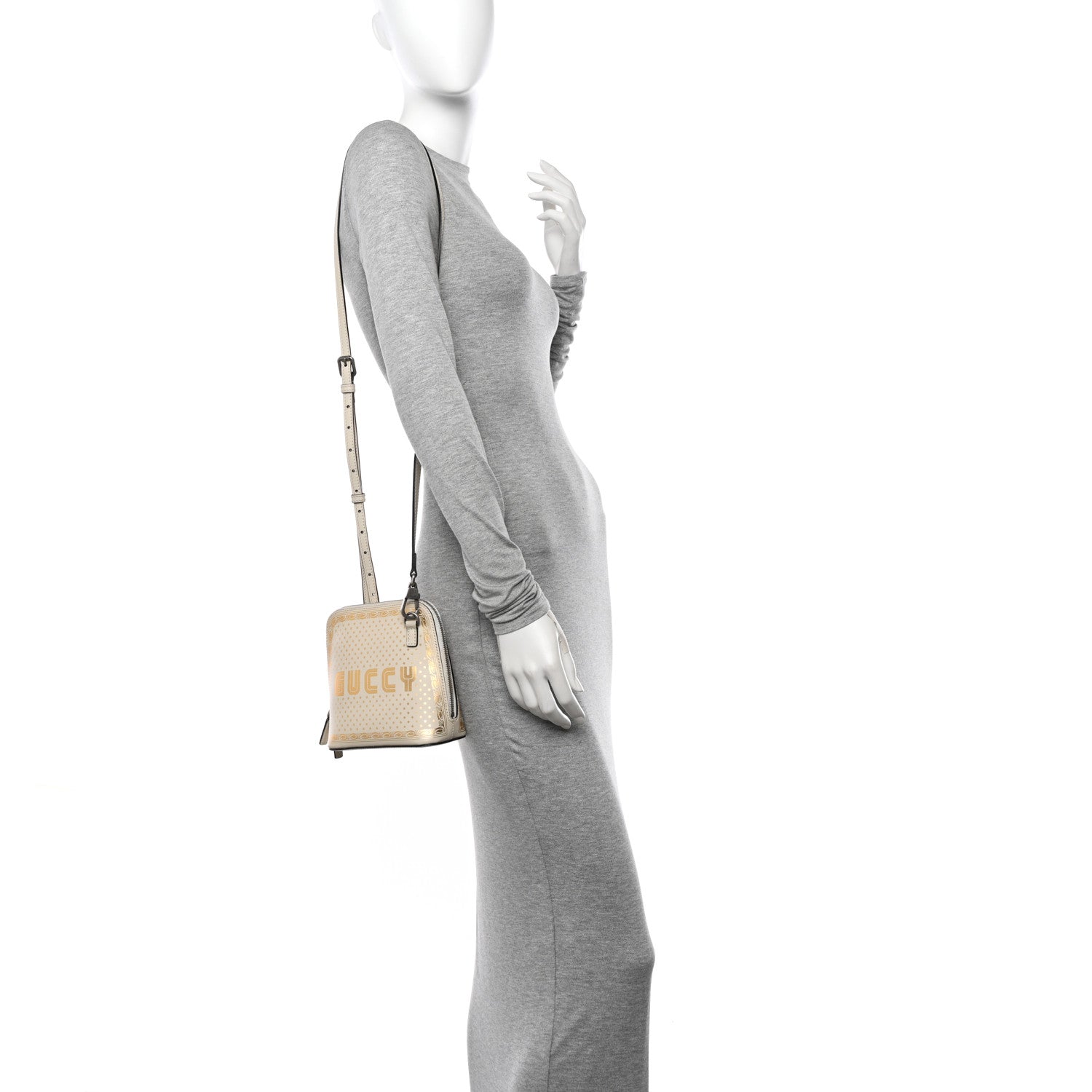 Gucci X SEGA Calfskin GUCCY Stars Mini Dome Shoulder Bag Mystic White Gold 2 of 13