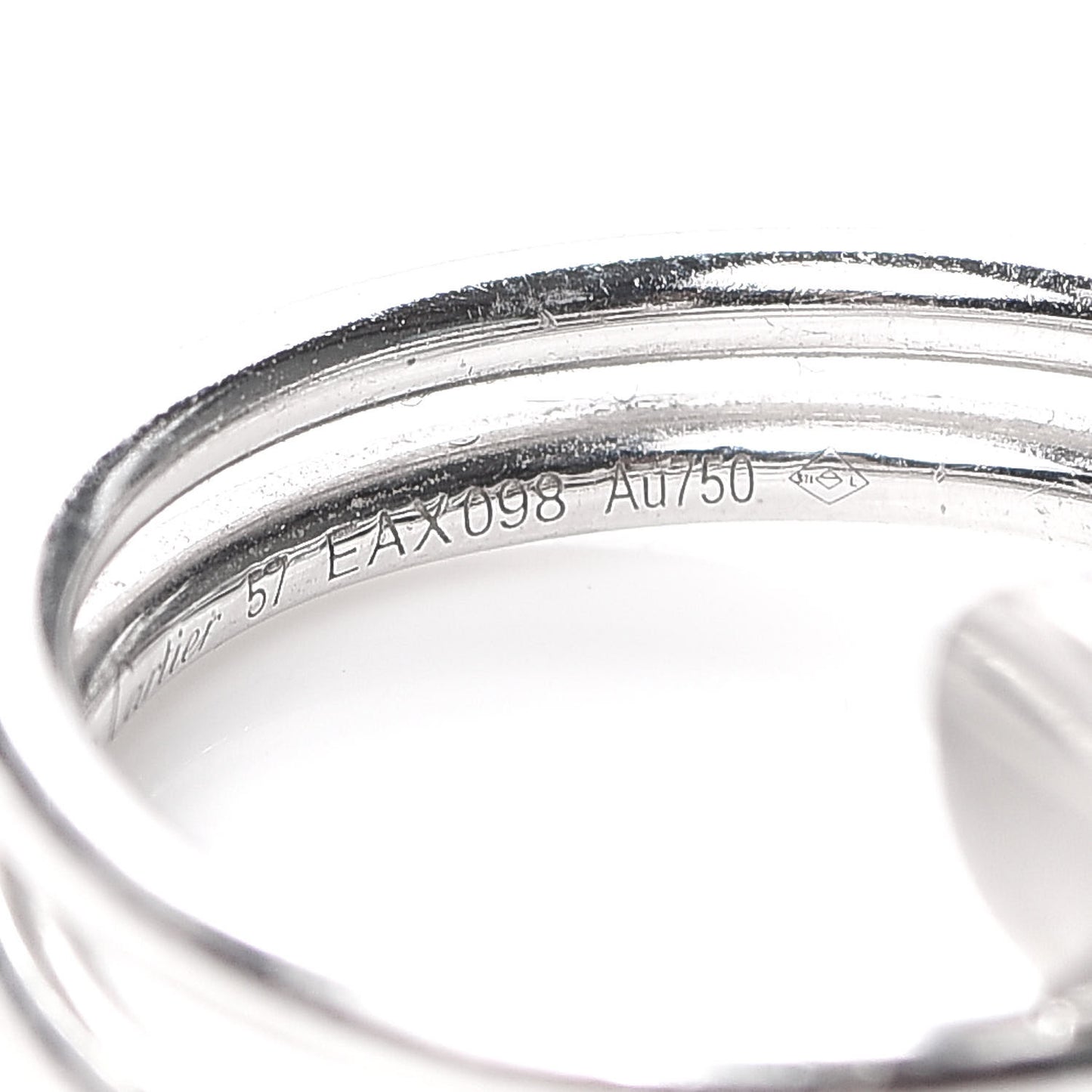 18K White Gold Diamond Double Juste Un Clou Ring 57 8