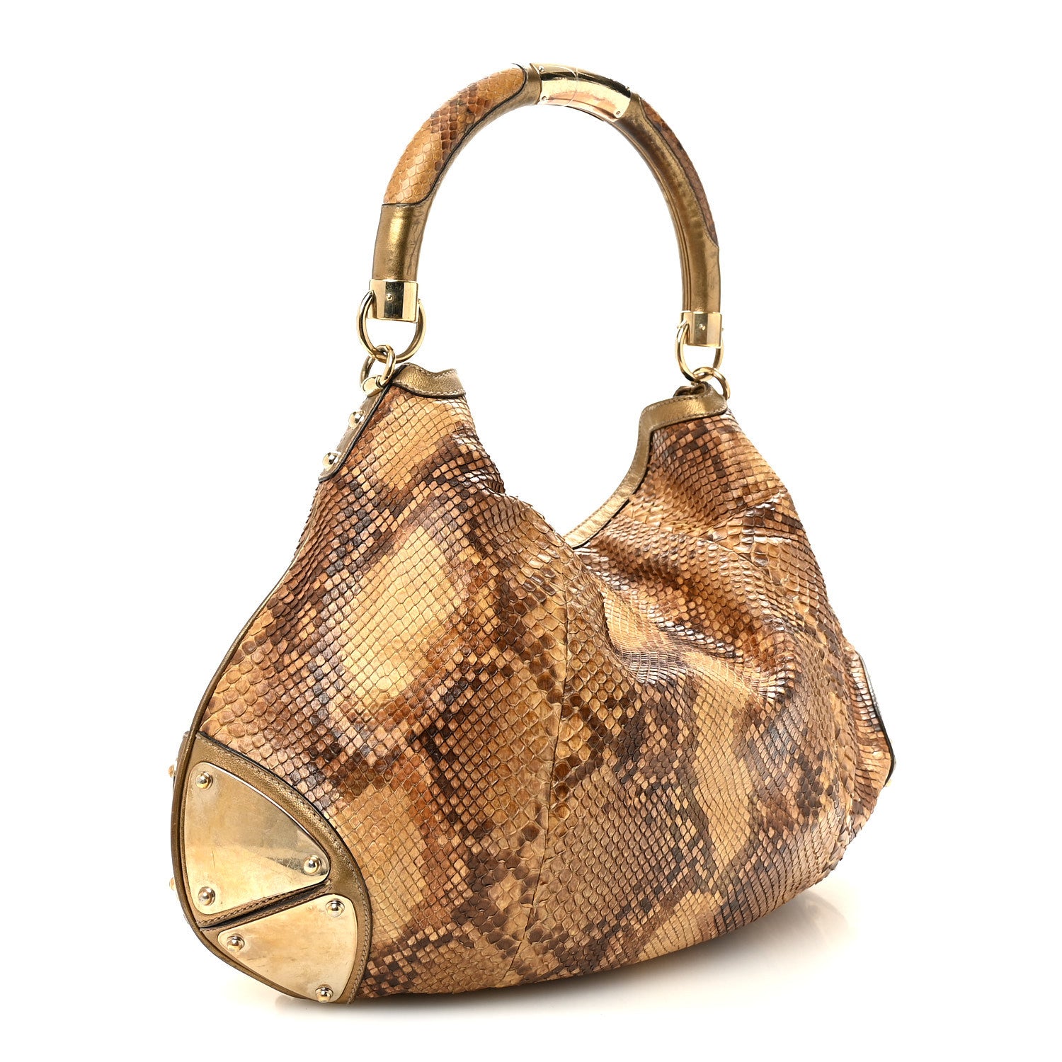 Gucci Snakeskin Large Indy Top Handle Hobo Gold 1892687 – FASHIONPHILE