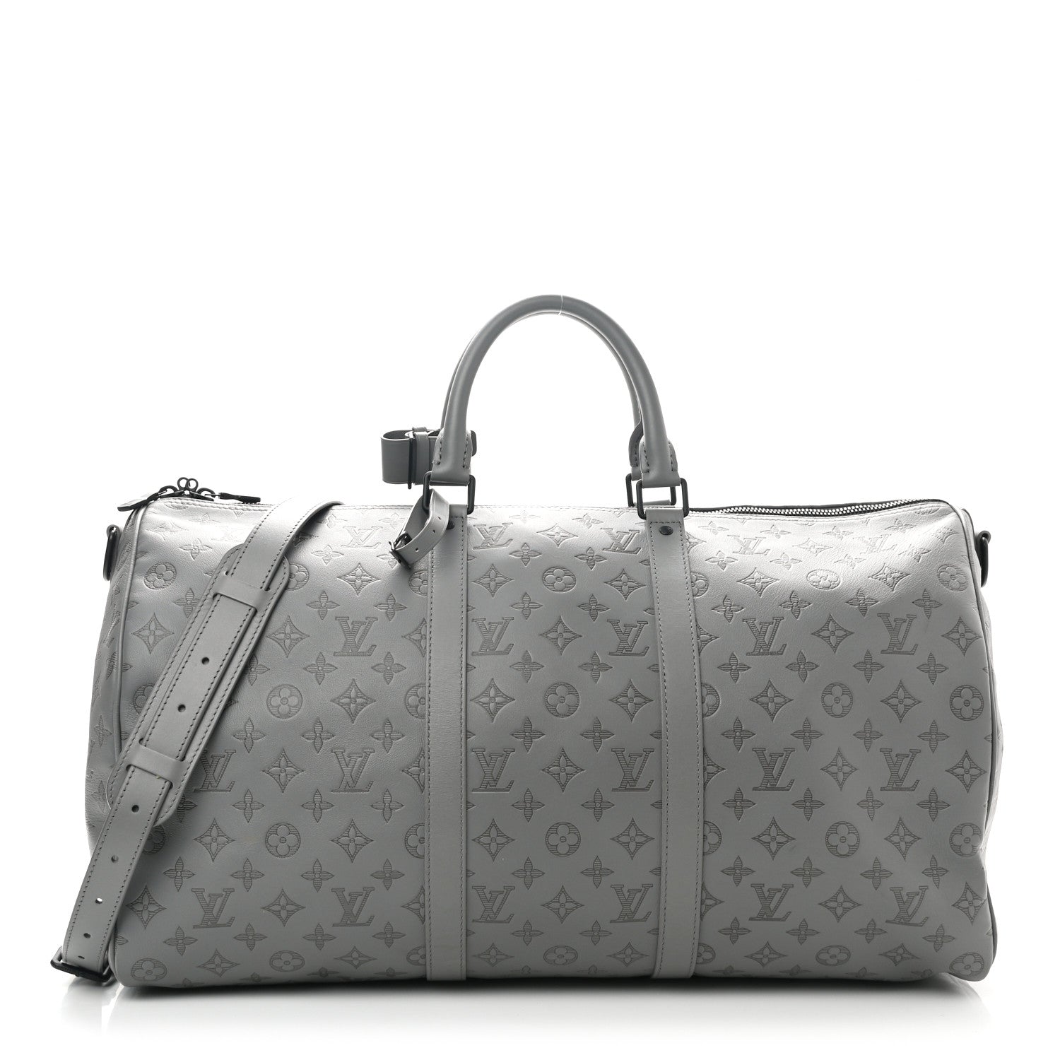 Louis Vuitton Calfskin Monogram Shadow Keepall Bandouliere 50 Anthracite gray 1 of 8