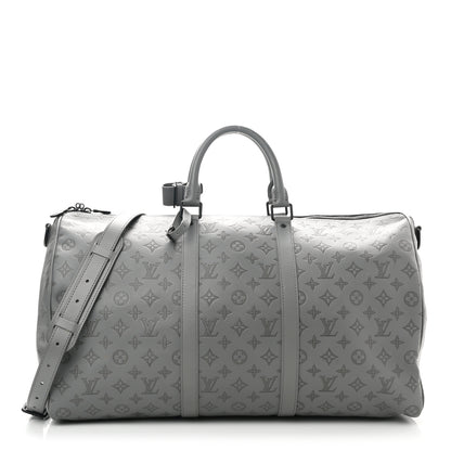 Louis Vuitton Calfskin Monogram Shadow Keepall Bandouliere 50 Anthracite gray 1 of 8