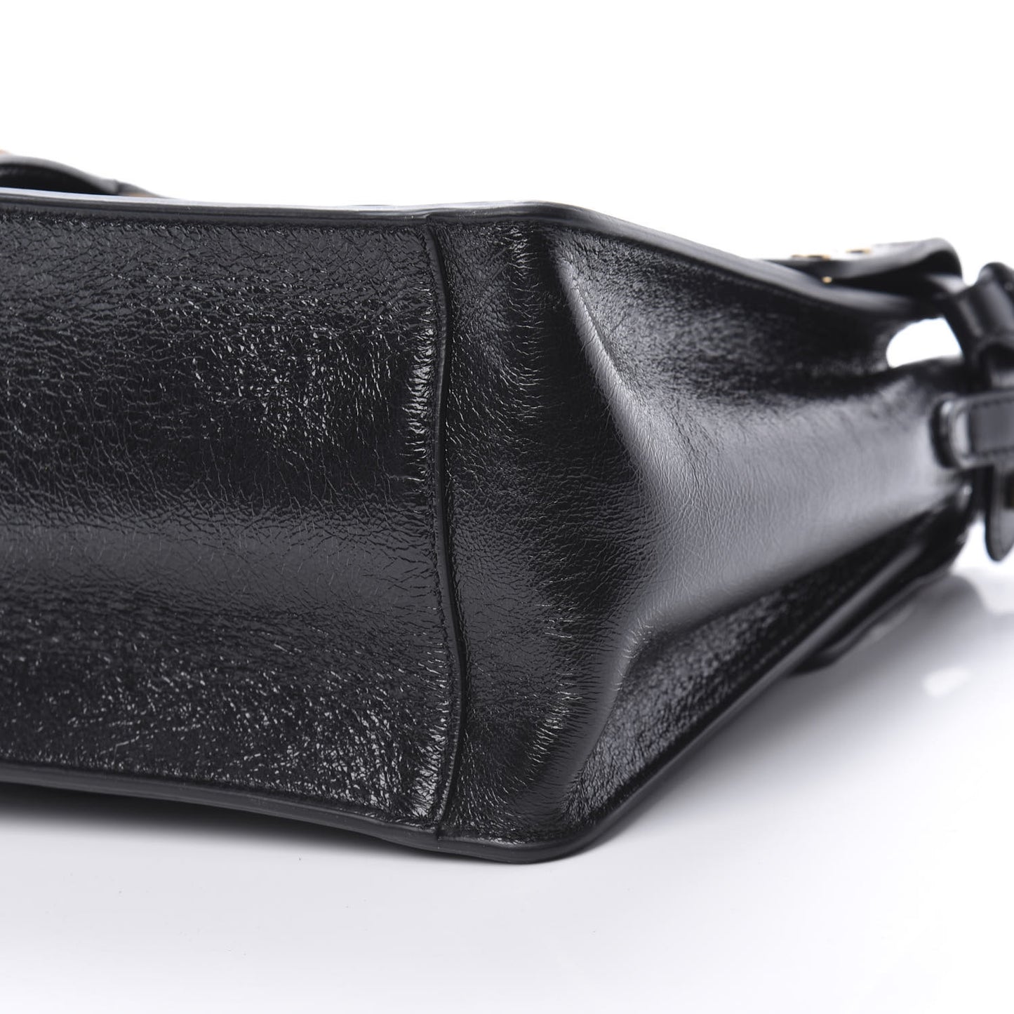 Agnello Old Shine Vitello Go Rain Small Flip Tote Black Marrone