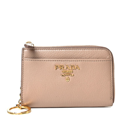 Prada Vitello Daino Zip Around Keychain Sughero 1 of 5