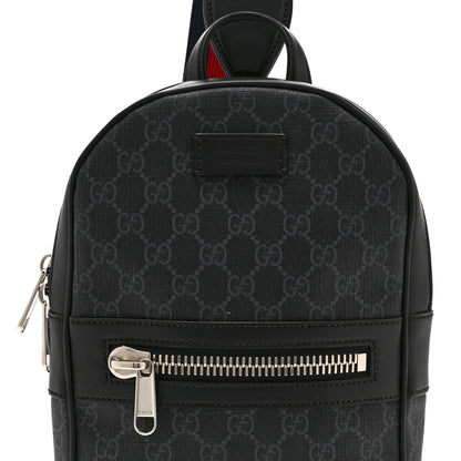 Gucci GG Supreme Monogram Calfskin Web Sling Backpack Black Grey 8 of 10