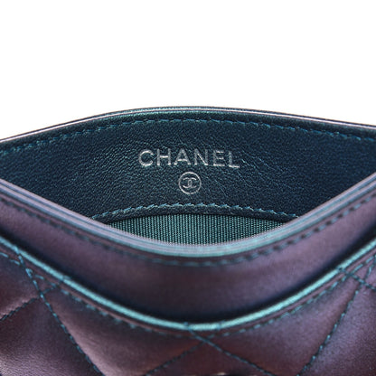Chanel Metallic Lambskin Quilted Card Holder Turquoise 5 of 9