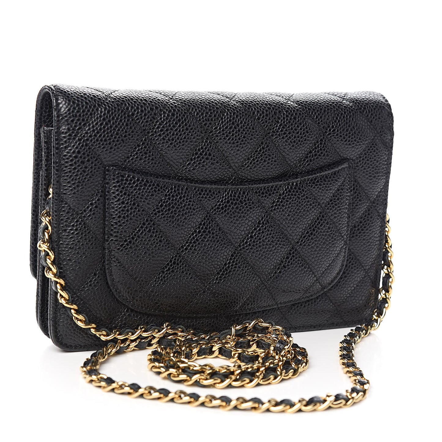 Caviar Quilted Wallet On Chain WOC Black