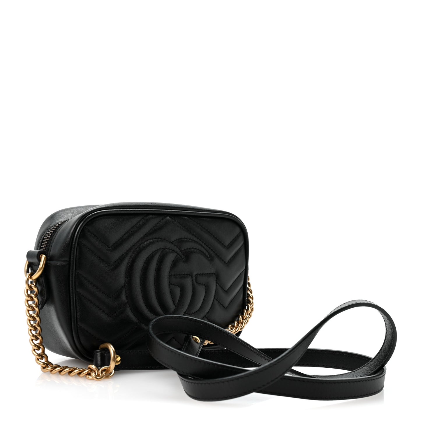 Calfskin Matelasse Mini GG Marmont Chain Shoulder Bag Black