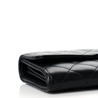 Chanel Lambskin Quilted Large Gusset Flap Wallet Black 8 of 9