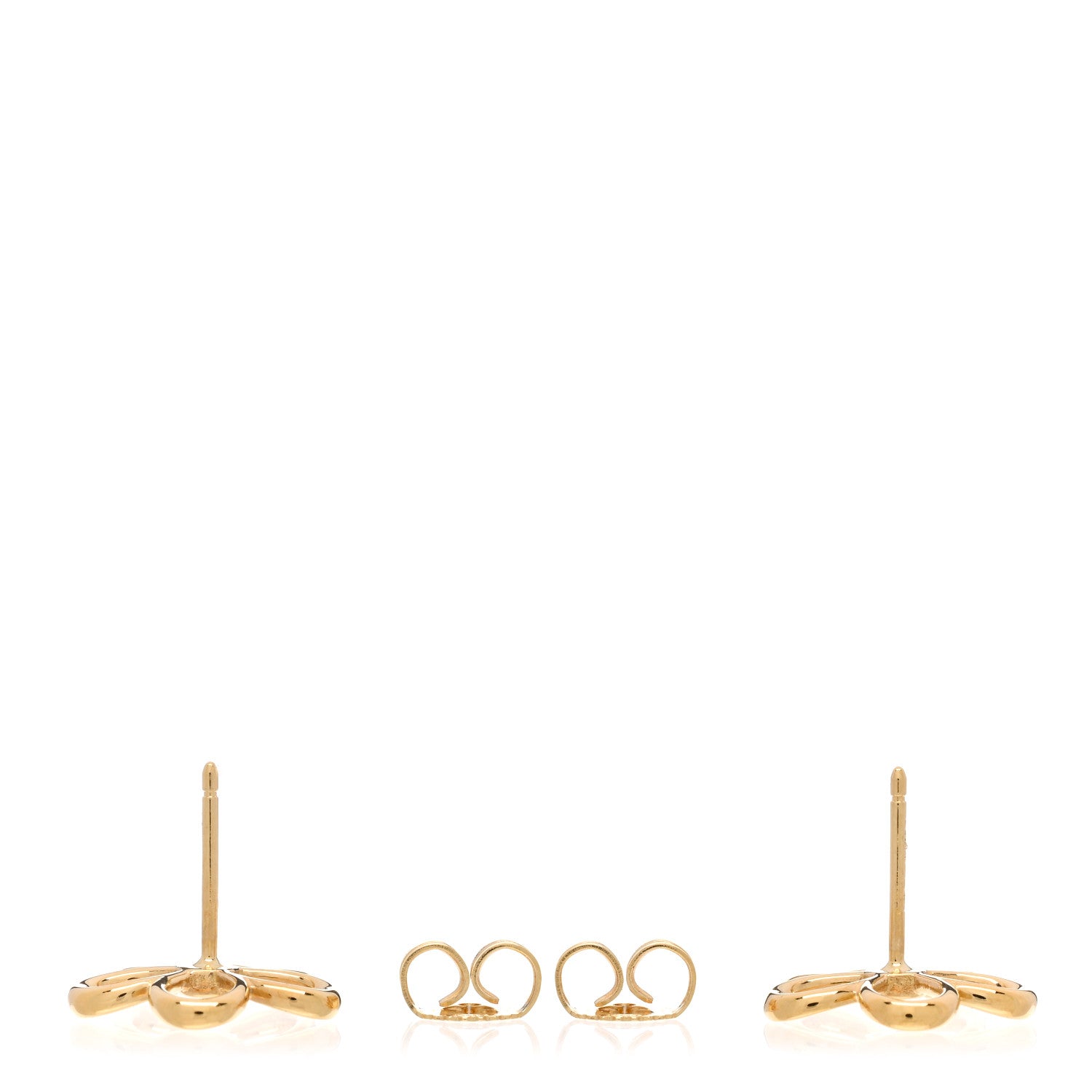 Tiffany 18K Yellow Gold Diamond Small Open Flower Earrings 3 of 4