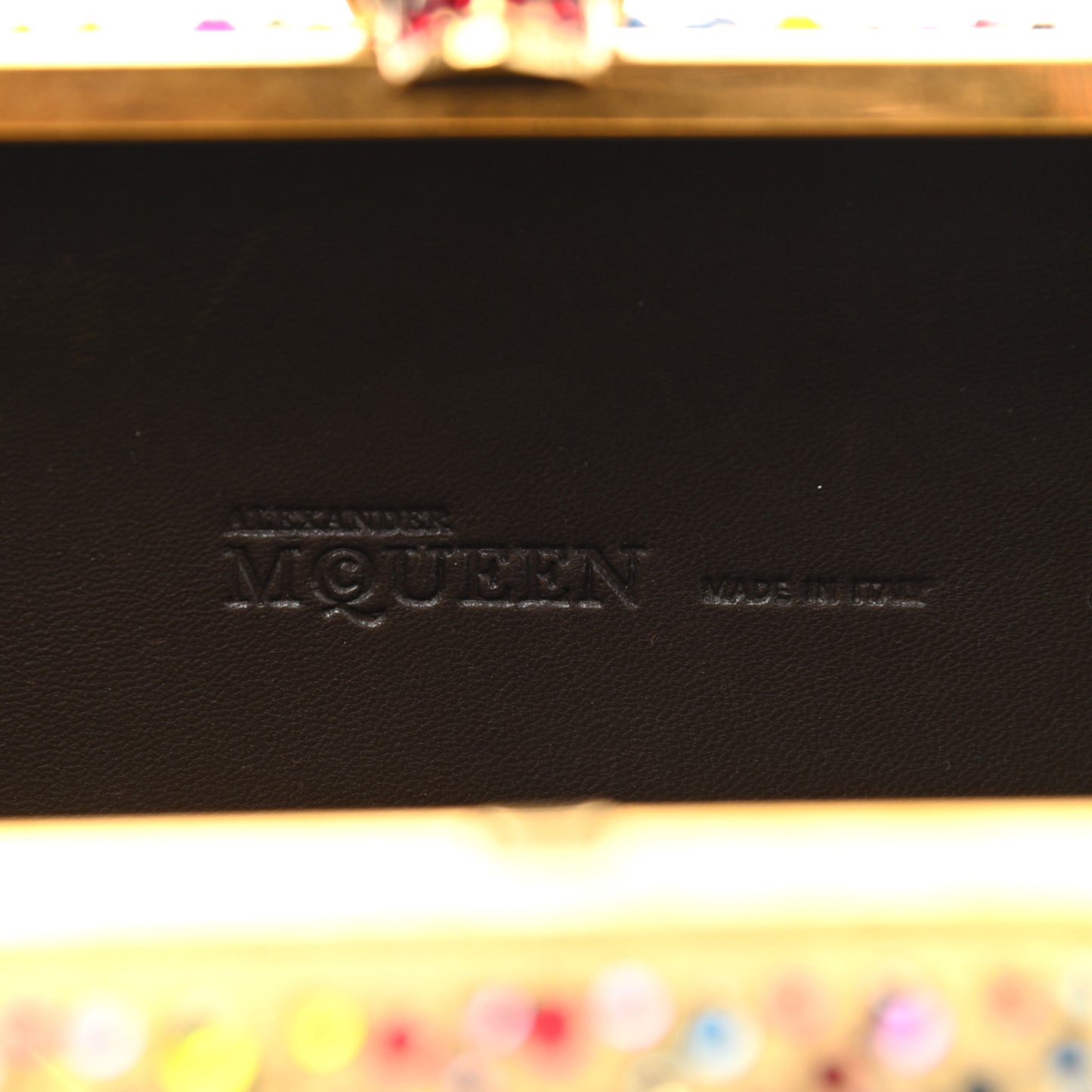 Metallic Crystal Skull Box Clutch Gold Multicolor