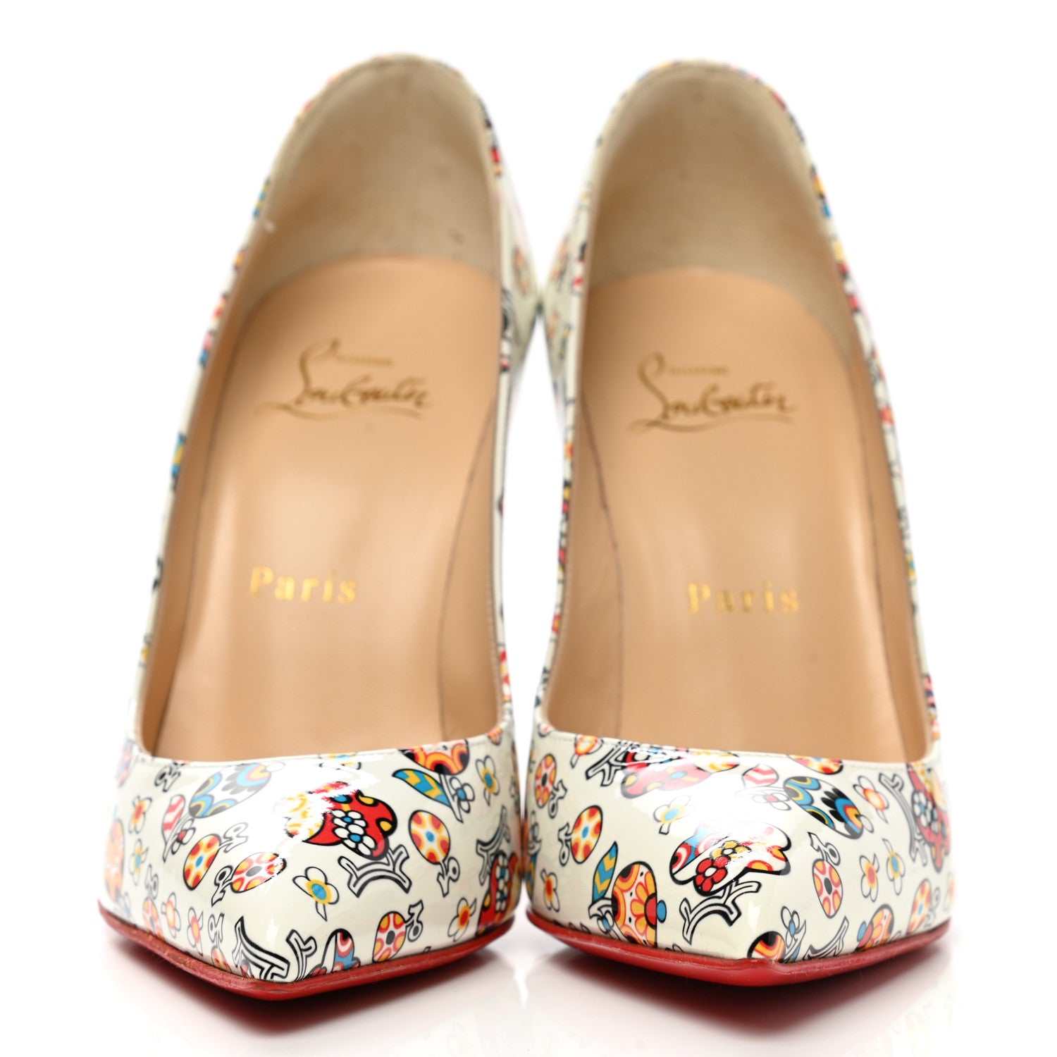 Christian Louboutin Patent Pigalle Follies Fiori 100 Pumps 35.5 Latte 2 of 8