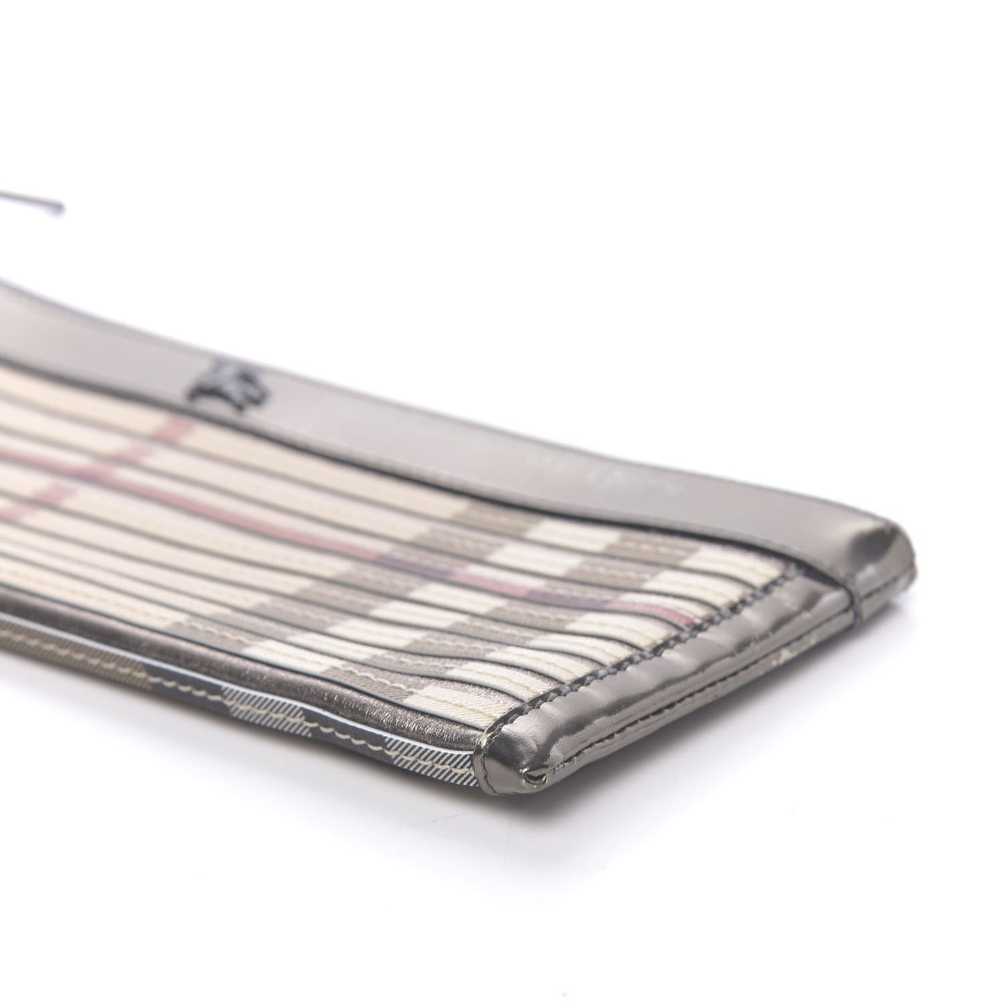 Metallic Patent Calfskin House Check Sliced Ashcombe Clutch