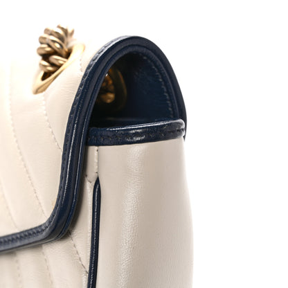 Gucci Vintage Effect Calfskin Matelasse Diagonal Small Torchon GG Marmont Shoulder Bag Mystic White Blue Agata 13 of 14