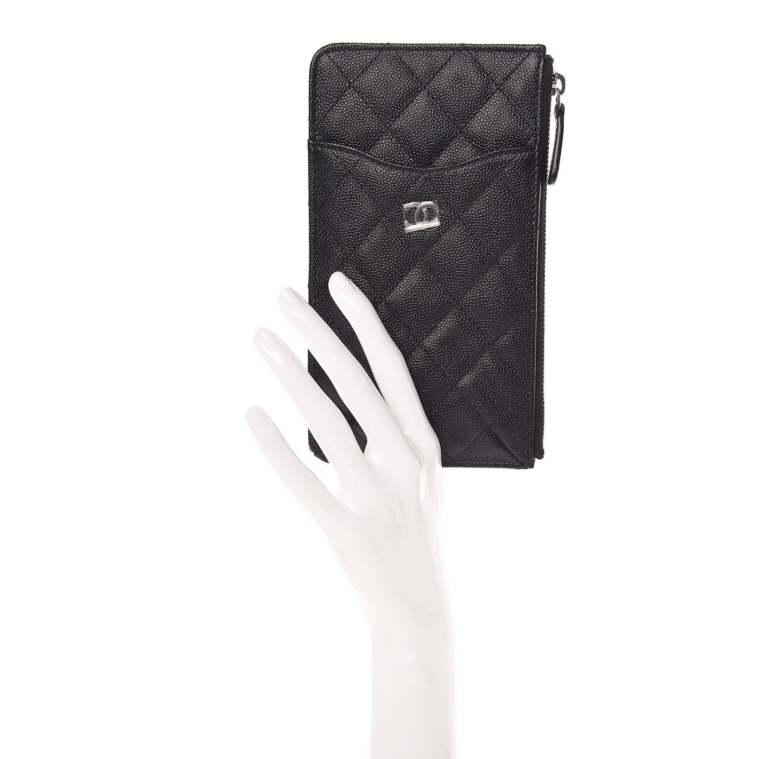Chanel Caviar Quilted Classic Flat Wallet Pouch Black 2 of 8