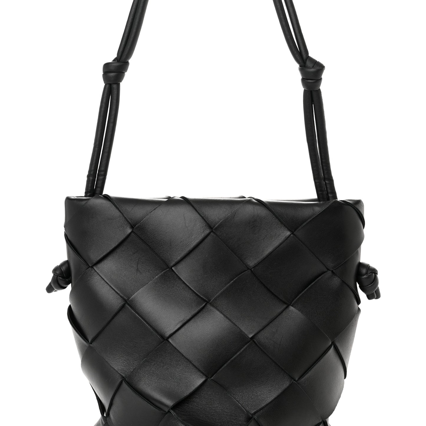 Nappa Maxi Intrecciato Clasp Bucket Bag Black