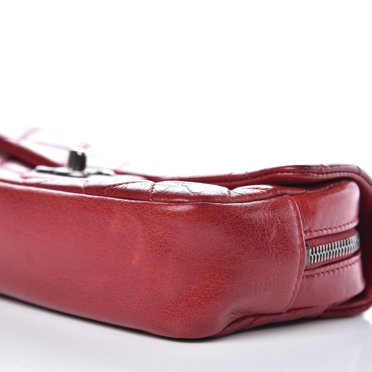 Glazed Calfskin Quilted Small Duo Color Flap Red