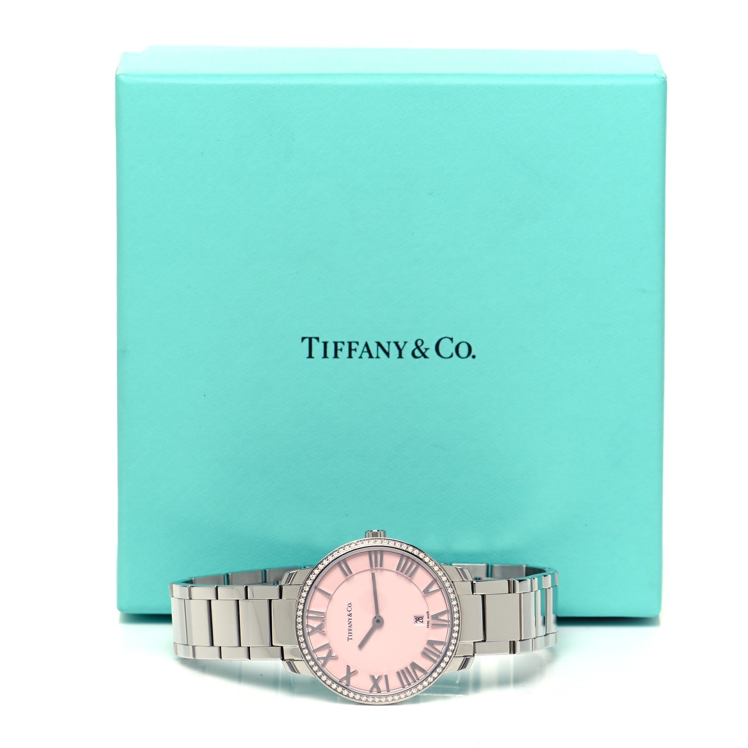 Tiffany Stainless Steel Diamond Bezel 31mm Atlas 2-Hand Quartz Watch Pink 5 of 5