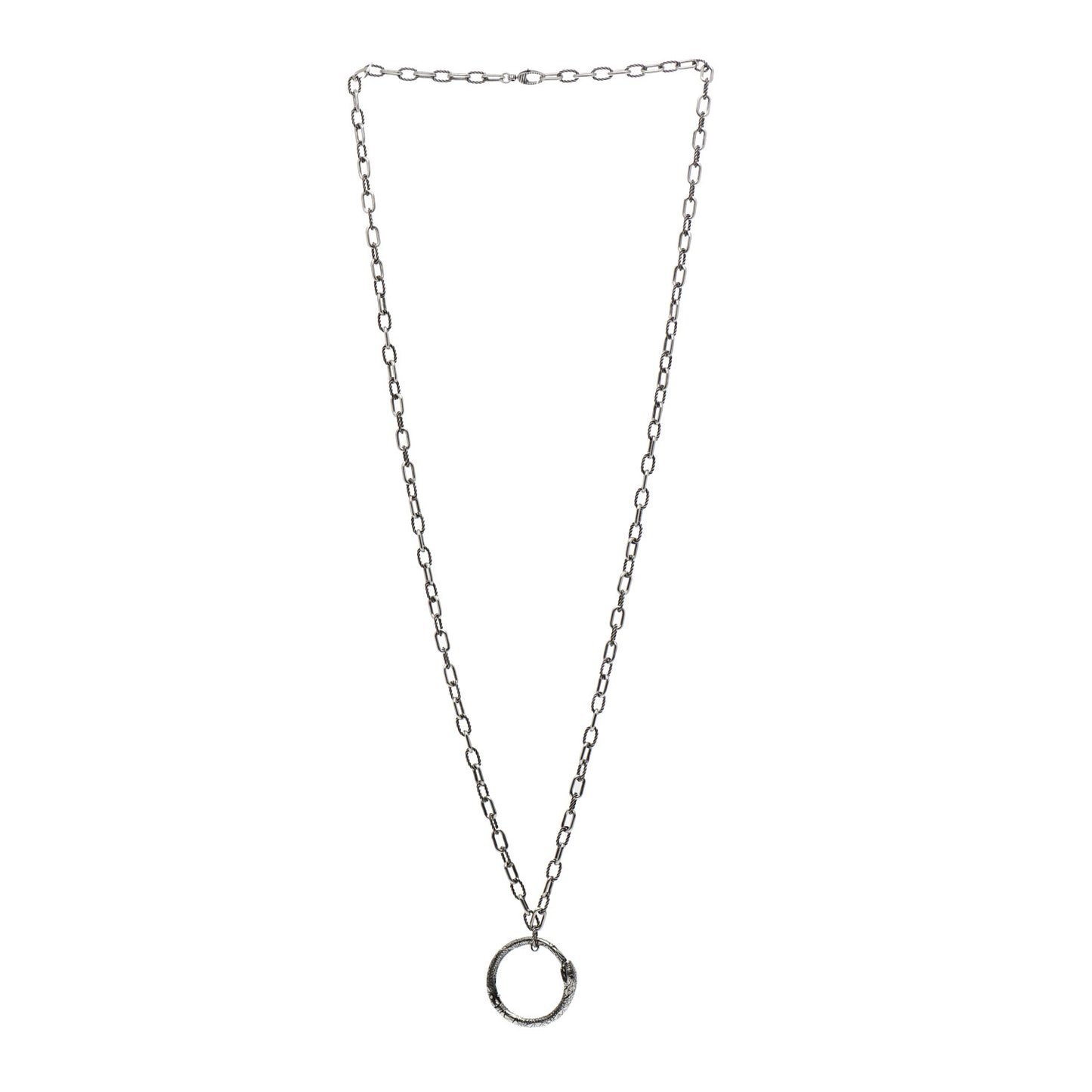 Sterling Silver Garden Ouroboros Snake Pendant Necklace