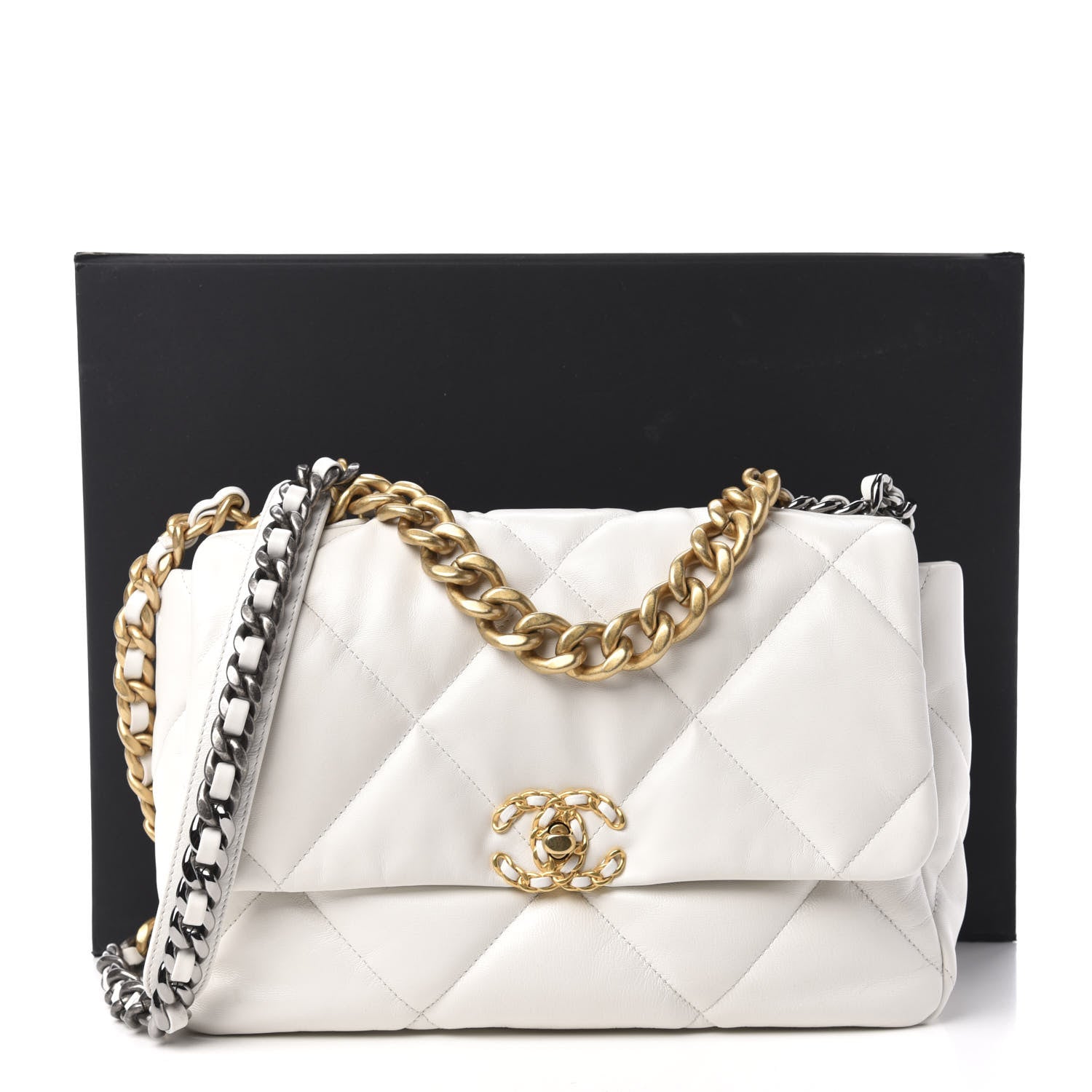 Chanel Goatskin Quilted Large 19 Flap White 11 of 11