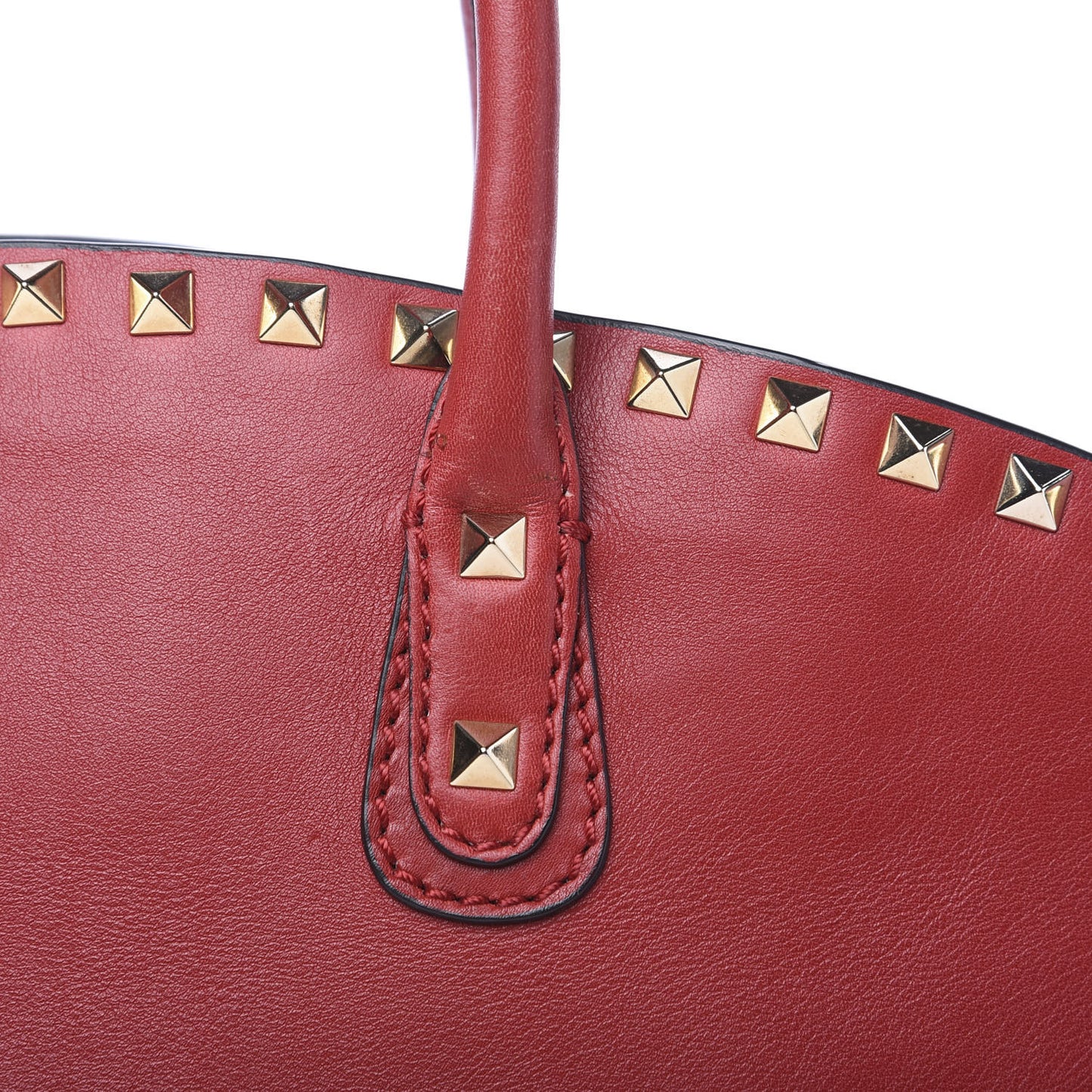Vitello Rockstud Dome Shopper Rosso Valentino