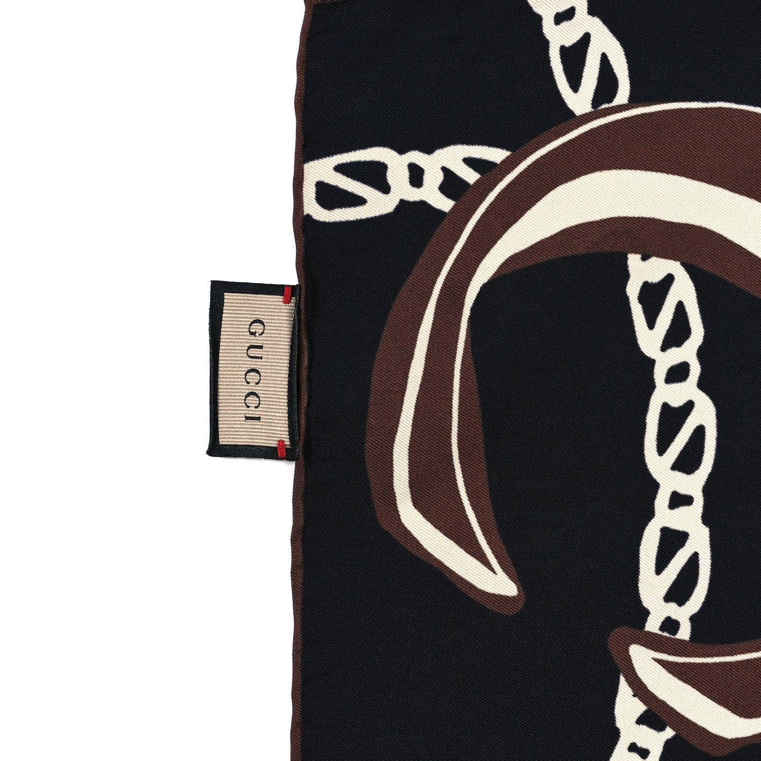 Gucci Silk Twill Bag Print Square Scarf Navy Light Brown 2 of 3