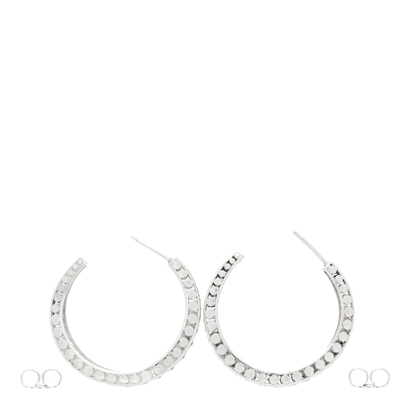 Sterling Silver Dot Open Hoop Earrings