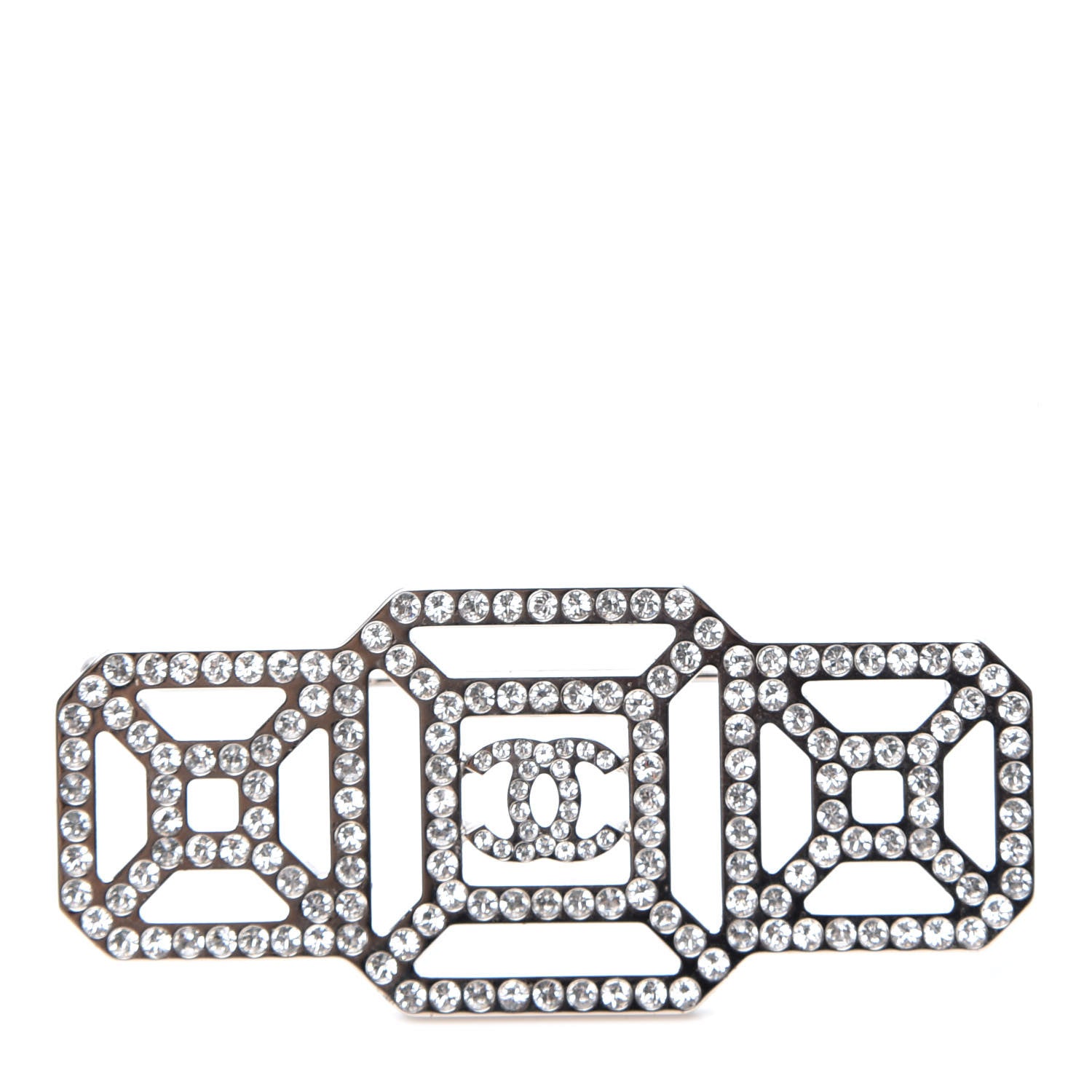 Chanel Crystal CC Brooch Silver 1 of 3