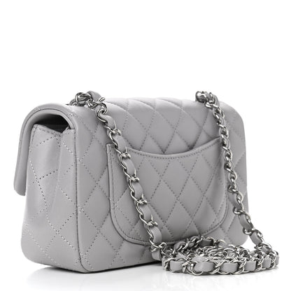 Chanel Lambskin Quilted Mini Rectangular Flap Grey 2 of 9